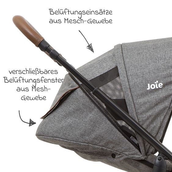 joie 4in1 Kombi-Kinderwagen-Set Versatrax bis 22 kg belastbar - umsetzbare Sitzeinheit, Babywanne Ramble XL, Babyschale i-Snug 2, Adapter, Isofix-Basis & Zubehör Paket - Grey Flower