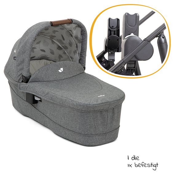 joie 4in1 Kombi-Kinderwagen-Set Versatrax bis 22 kg belastbar - umsetzbare Sitzeinheit, Babywanne Ramble XL, Babyschale i-Snug 2, Adapter, Isofix-Basis & Zubehör Paket - Grey Flower