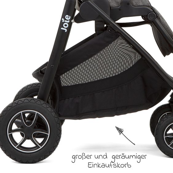 joie 4in1 Kombi-Kinderwagen-Set Versatrax bis 22 kg belastbar - umsetzbare Sitzeinheit, Babywanne Ramble XL, Babyschale i-Snug 2, Adapter, Isofix-Basis & Zubehör Paket - Grey Flower