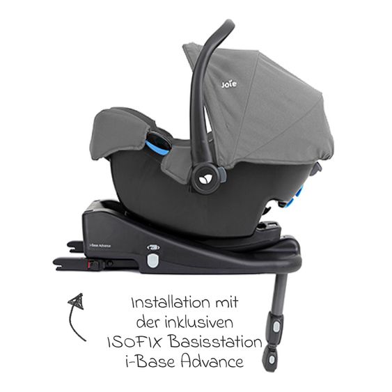joie 4in1 Kombi-Kinderwagen-Set Versatrax bis 22 kg belastbar - umsetzbare Sitzeinheit, Babywanne Ramble XL, Babyschale i-Snug 2, Adapter, Isofix-Basis & Zubehör Paket - Grey Flower