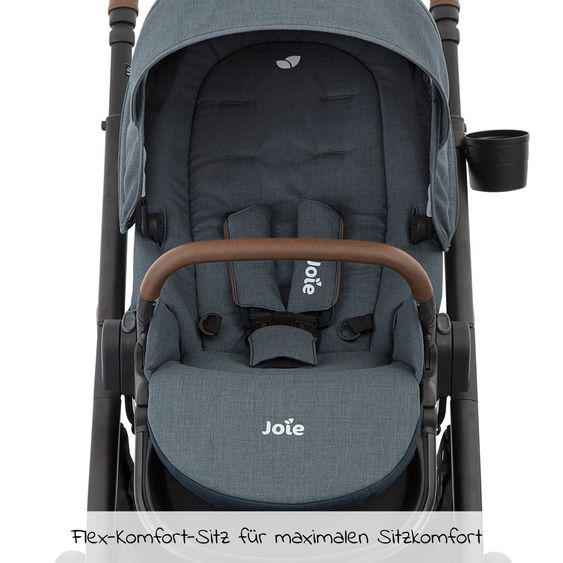 joie 4in1 Kombi-Kinderwagen-Set Versatrax bis 22 kg belastbar - umsetzbare Sitzeinheit, Babywanne Ramble XL, Babyschale i-Snug 2, Adapter, Isofix-Basis & Zubehör Paket - Lagoon