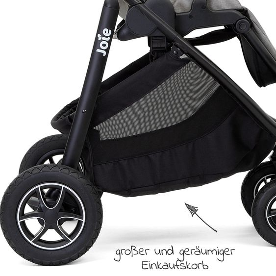 joie 4in1 Kombi-Kinderwagen-Set Versatrax bis 22 kg belastbar - umsetzbare Sitzeinheit, Babywanne Ramble XL, Babyschale i-Snug 2, Adapter, Isofix-Basis & Zubehör Paket - Lagoon
