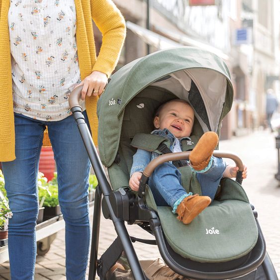 joie 4in1 Kombi-Kinderwagen-Set Versatrax bis 22 kg belastbar - umsetzbare Sitzeinheit, Babywanne Ramble XL, Babyschale i-Snug 2, Adapter, Isofix-Basis & Zubehör Paket - Lagoon