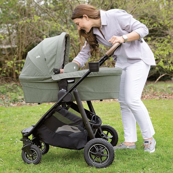 joie 4in1 Kombi-Kinderwagen-Set Versatrax bis 22 kg belastbar - umsetzbare Sitzeinheit, Babywanne Ramble XL, Babyschale i-Snug 2, Adapter, Isofix-Basis & Zubehör Paket - Lagoon