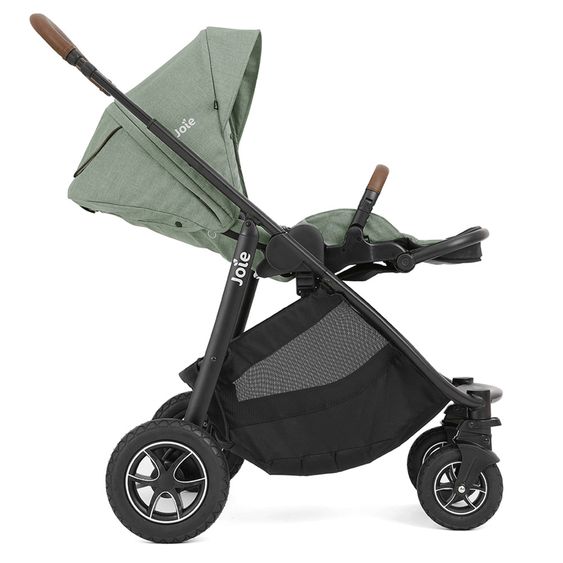 joie 4in1 Kombi-Kinderwagen-Set Versatrax bis 22 kg belastbar - umsetzbare Sitzeinheit, Babywanne Ramble XL, Babyschale i-Snug 2, Adapter, Isofix-Basis & Zubehör Paket - Laurel