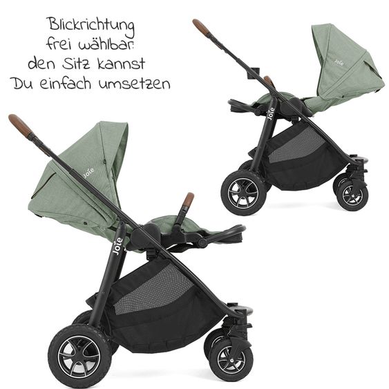 joie 4in1 Kombi-Kinderwagen-Set Versatrax bis 22 kg belastbar - umsetzbare Sitzeinheit, Babywanne Ramble XL, Babyschale i-Snug 2, Adapter, Isofix-Basis & Zubehör Paket - Laurel