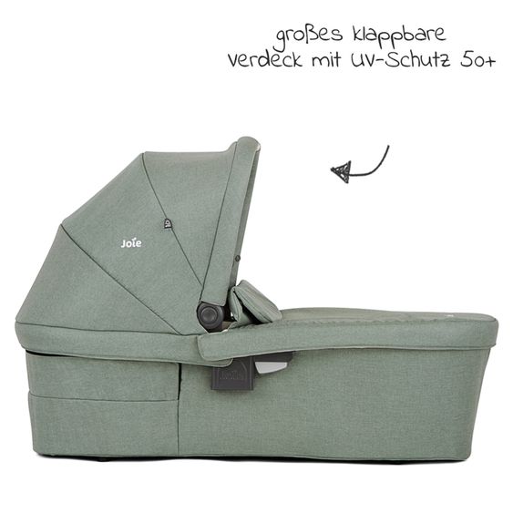 joie 4in1 Kombi-Kinderwagen-Set Versatrax bis 22 kg belastbar - umsetzbare Sitzeinheit, Babywanne Ramble XL, Babyschale i-Snug 2, Adapter, Isofix-Basis & Zubehör Paket - Laurel