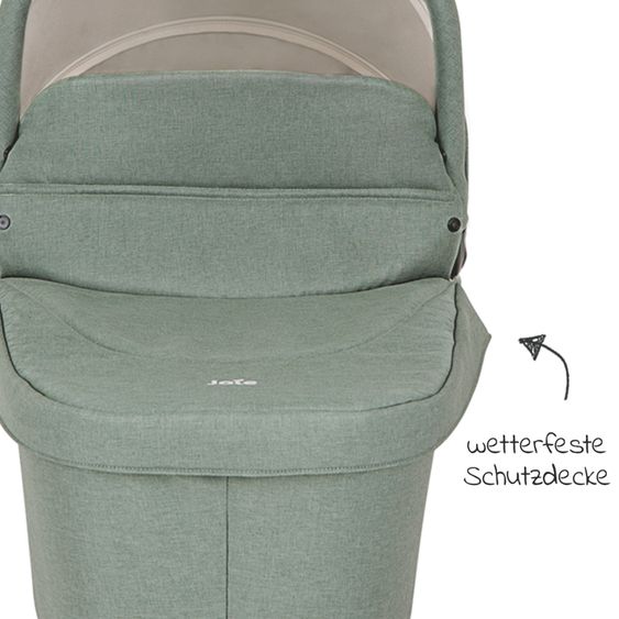 joie 4in1 Kombi-Kinderwagen-Set Versatrax bis 22 kg belastbar - umsetzbare Sitzeinheit, Babywanne Ramble XL, Babyschale i-Snug 2, Adapter, Isofix-Basis & Zubehör Paket - Laurel