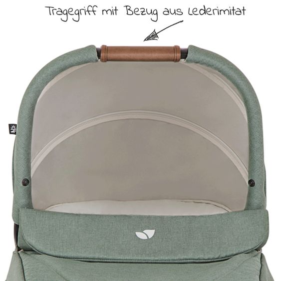 joie 4in1 Kombi-Kinderwagen-Set Versatrax bis 22 kg belastbar - umsetzbare Sitzeinheit, Babywanne Ramble XL, Babyschale i-Snug 2, Adapter, Isofix-Basis & Zubehör Paket - Laurel