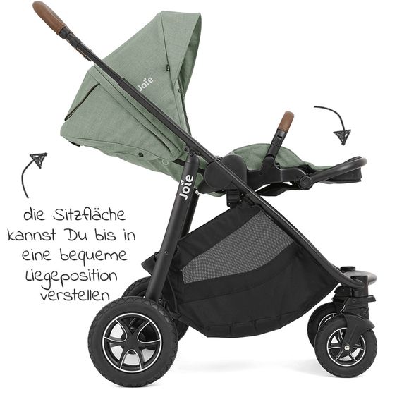 joie 4in1 Kombi-Kinderwagen-Set Versatrax bis 22 kg belastbar - umsetzbare Sitzeinheit, Babywanne Ramble XL, Babyschale i-Snug 2, Adapter, Isofix-Basis & Zubehör Paket - Laurel