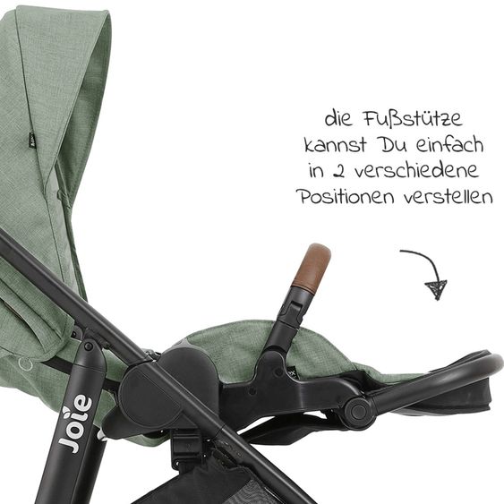 joie 4in1 Kombi-Kinderwagen-Set Versatrax bis 22 kg belastbar - umsetzbare Sitzeinheit, Babywanne Ramble XL, Babyschale i-Snug 2, Adapter, Isofix-Basis & Zubehör Paket - Laurel