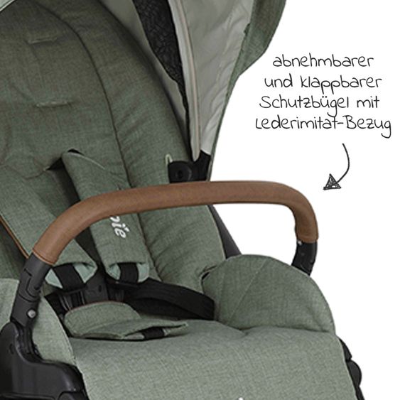 joie 4in1 Kombi-Kinderwagen-Set Versatrax bis 22 kg belastbar - umsetzbare Sitzeinheit, Babywanne Ramble XL, Babyschale i-Snug 2, Adapter, Isofix-Basis & Zubehör Paket - Laurel