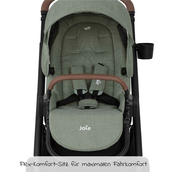 joie 4in1 Kombi-Kinderwagen-Set Versatrax bis 22 kg belastbar - umsetzbare Sitzeinheit, Babywanne Ramble XL, Babyschale i-Snug 2, Adapter, Isofix-Basis & Zubehör Paket - Laurel