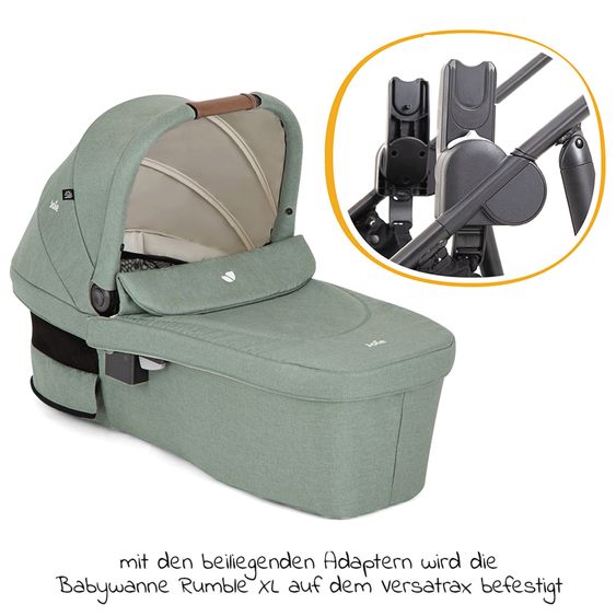 joie 4in1 Kombi-Kinderwagen-Set Versatrax bis 22 kg belastbar - umsetzbare Sitzeinheit, Babywanne Ramble XL, Babyschale i-Snug 2, Adapter, Isofix-Basis & Zubehör Paket - Laurel