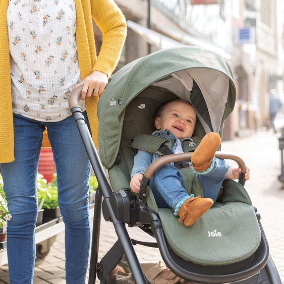 joie 4in1 Kombi-Kinderwagen-Set Versatrax bis 22 kg belastbar - umsetzbare Sitzeinheit, Babywanne Ramble XL, Babyschale i-Snug 2, Adapter, Isofix-Basis & Zubehör Paket - Laurel