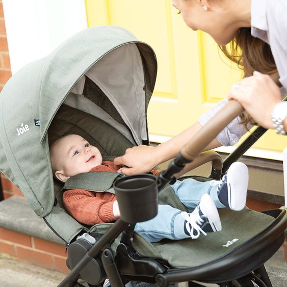 joie 4in1 Kombi-Kinderwagen-Set Versatrax bis 22 kg belastbar - umsetzbare Sitzeinheit, Babywanne Ramble XL, Babyschale i-Snug 2, Adapter, Isofix-Basis & Zubehör Paket - Laurel