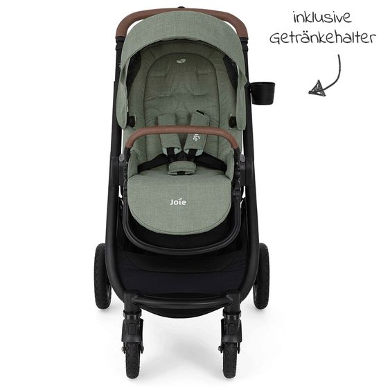 joie 4in1 Kombi-Kinderwagen-Set Versatrax bis 22 kg belastbar - umsetzbare Sitzeinheit, Babywanne Ramble XL, Babyschale i-Snug 2, Adapter, Isofix-Basis & Zubehör Paket - Laurel