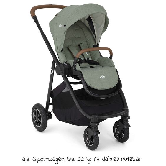 joie 4in1 Kombi-Kinderwagen-Set Versatrax bis 22 kg belastbar - umsetzbare Sitzeinheit, Babywanne Ramble XL, Babyschale i-Snug 2, Adapter, Isofix-Basis & Zubehör Paket - Laurel