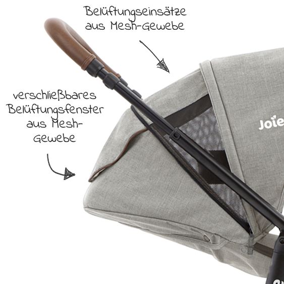 joie 4in1 Kombi-Kinderwagen-Set Versatrax bis 22 kg belastbar - umsetzbare Sitzeinheit, Babywanne Ramble XL, Babyschale i-Snug 2, Adapter, Isofix-Basis & Zubehör Paket - Pebble
