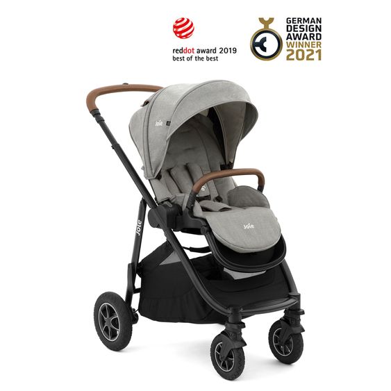 joie 4in1 Kombi-Kinderwagen-Set Versatrax bis 22 kg belastbar - umsetzbare Sitzeinheit, Babywanne Ramble XL, Babyschale i-Snug 2, Adapter, Isofix-Basis & Zubehör Paket - Pebble