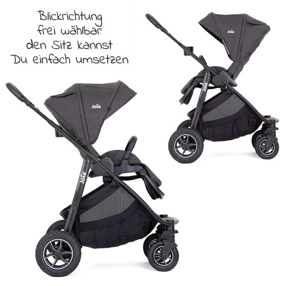 joie 4in1 Kombi-Kinderwagen-Set Versatrax bis 22 kg belastbar - umsetzbare Sitzeinheit, Babywanne Ramble XL, Babyschale i-Snug 2, Adapter, Isofix-Basis & Zubehör Paket - Shale