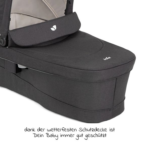 joie 4in1 Kombi-Kinderwagen-Set Versatrax bis 22 kg belastbar - umsetzbare Sitzeinheit, Babywanne Ramble XL, Babyschale i-Snug 2, Adapter, Isofix-Basis & Zubehör Paket - Shale
