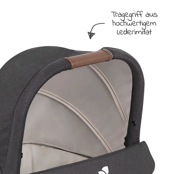 joie 4in1 Kombi-Kinderwagen-Set Versatrax bis 22 kg belastbar - umsetzbare Sitzeinheit, Babywanne Ramble XL, Babyschale i-Snug 2, Adapter, Isofix-Basis & Zubehör Paket - Shale