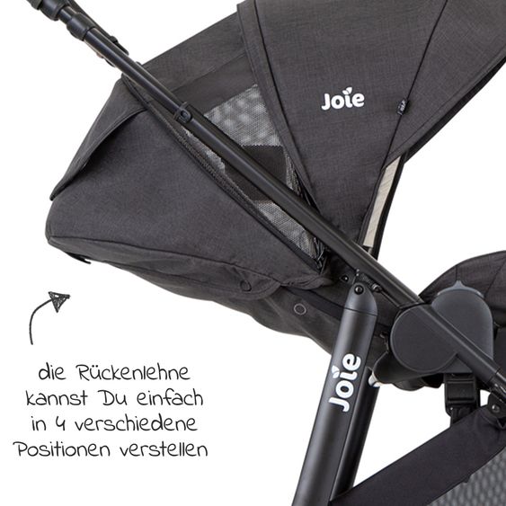 joie 4in1 Kombi-Kinderwagen-Set Versatrax bis 22 kg belastbar - umsetzbare Sitzeinheit, Babywanne Ramble XL, Babyschale i-Snug 2, Adapter, Isofix-Basis & Zubehör Paket - Shale