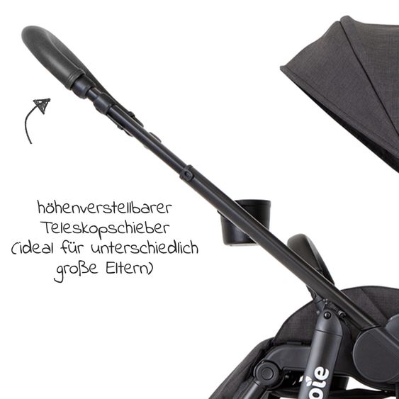 joie 4in1 Kombi-Kinderwagen-Set Versatrax bis 22 kg belastbar - umsetzbare Sitzeinheit, Babywanne Ramble XL, Babyschale i-Snug 2, Adapter, Isofix-Basis & Zubehör Paket - Shale
