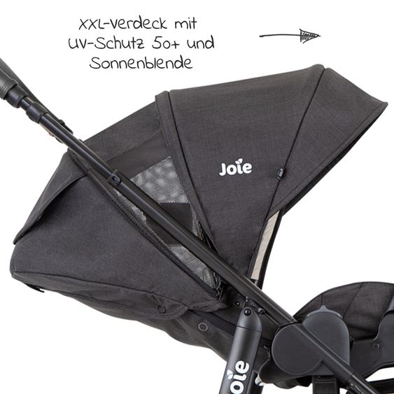 joie 4in1 Kombi-Kinderwagen-Set Versatrax bis 22 kg belastbar - umsetzbare Sitzeinheit, Babywanne Ramble XL, Babyschale i-Snug 2, Adapter, Isofix-Basis & Zubehör Paket - Shale