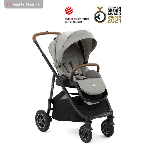 joie 4in1 Kombi-Kinderwagen-Set Versatrax bis 22 kg belastbar - umsetzbare Sitzeinheit, Babywanne Ramble XL, Babyschale i-Snug 2, Adapter, Isofix-Basis & Zubehör Paket - Shale
