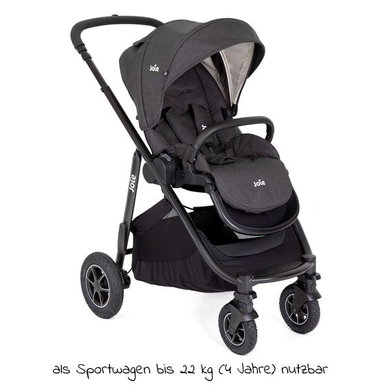 joie 4in1 Kombi-Kinderwagen-Set Versatrax bis 22 kg belastbar - umsetzbare Sitzeinheit, Babywanne Ramble XL, Babyschale i-Snug 2, Adapter, Isofix-Basis & Zubehör Paket - Shale