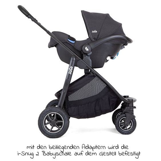 joie 4in1 Kombi-Kinderwagen-Set Versatrax bis 22 kg belastbar - umsetzbare Sitzeinheit, Babywanne Ramble XL, Babyschale i-Snug 2, Adapter, Isofix-Basis & Zubehör Paket - Shale