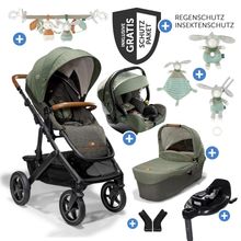 4in1 Kombi-Kinderwagen-Set Vinca bis 22 kg belastbar mit Kinderwagenkette, Greifling, Schmusetuch, Spieluhr - Teleskopschieber, Sitzeinheit, Babyschale i-Jemini, Babywanne Ramble XL, Adapter & Zubehörpaket - Signature - Pine