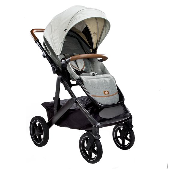 Joie Signature 4in1 Kombi-Kinderwagen-Set Vinca bis 22 kg belastbar mit Kinderwagenkette, Greifling, Schmusetuch, Spieluhr - Teleskopschieber, Sitzeinheit, Babyschale i-Level Recline, Babywanne Ramble XL, Adapter & Zubehörpaket - Signature - Oyster