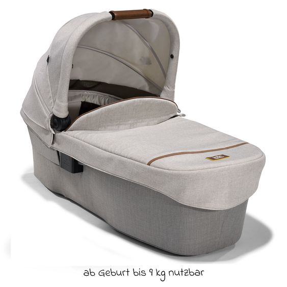 Joie Signature 4in1 Kombi-Kinderwagen-Set Vinca bis 22 kg belastbar mit Kinderwagenkette, Greifling, Schmusetuch, Spieluhr - Teleskopschieber, Sitzeinheit, Babyschale i-Level Recline, Babywanne Ramble XL, Adapter & Zubehörpaket - Signature - Oyster