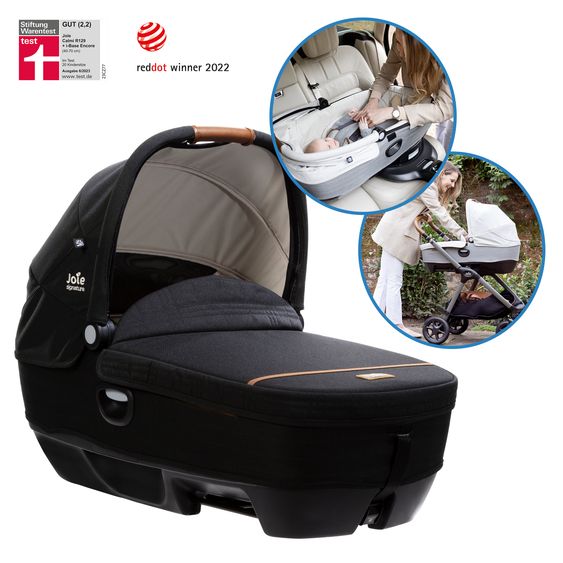 Joie Signature Auto-Babywanne Calmi R129 im Auto und auf den Kinderwagen Vinca, Aeria, Finiti verwendbar inkl. Regenschutz - Signature - Eclipse