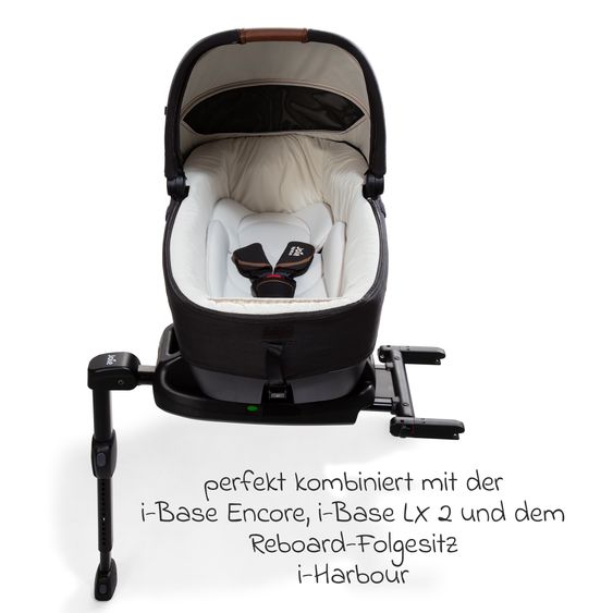 Joie Signature Auto-Babywanne Calmi R129 im Auto und auf den Kinderwagen Vinca, Aeria, Finiti verwendbar inkl. Regenschutz - Signature - Eclipse