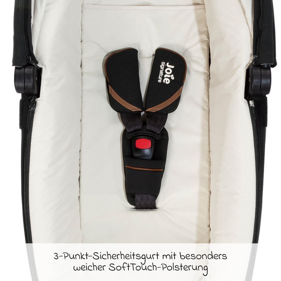 Joie Signature Auto-Babywanne Calmi R129 im Auto und auf den Kinderwagen Vinca, Aeria, Finiti verwendbar inkl. Regenschutz - Signature - Eclipse