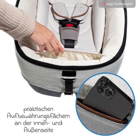 Joie Signature Auto-Babywanne Calmi R129 im Auto und auf den Kinderwagen Vinca, Aeria, Finiti verwendbar inkl. Regenschutz - Signature - Eclipse