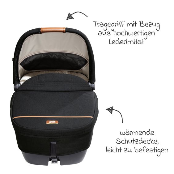 Joie Signature Auto-Babywanne Calmi R129 im Auto und auf den Kinderwagen Vinca, Aeria, Finiti verwendbar inkl. Regenschutz - Signature - Eclipse