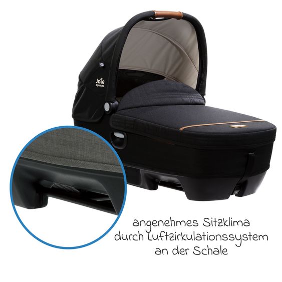 Joie Signature Auto-Babywanne Calmi R129 im Auto und auf den Kinderwagen Vinca, Aeria, Finiti verwendbar inkl. Regenschutz - Signature - Eclipse