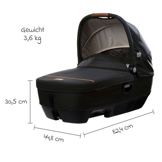 Joie Signature Auto-Babywanne Calmi R129 im Auto und auf den Kinderwagen Vinca, Aeria, Finiti verwendbar inkl. Regenschutz - Signature - Eclipse