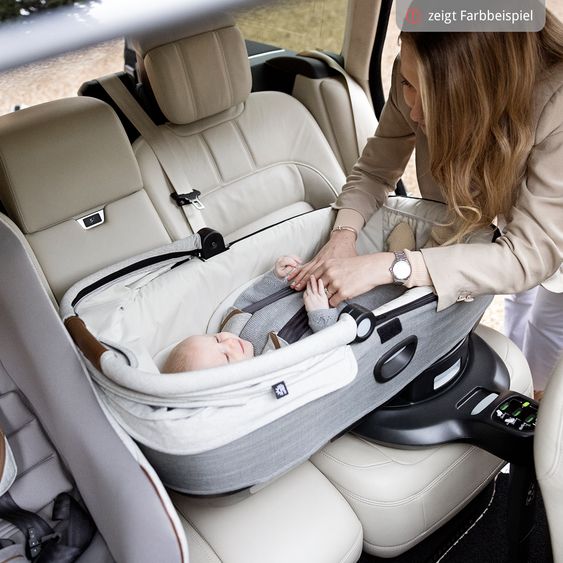 Joie Signature Auto-Babywanne Calmi R129 im Auto und auf den Kinderwagen Vinca, Aeria, Finiti verwendbar inkl. Regenschutz - Signature - Eclipse