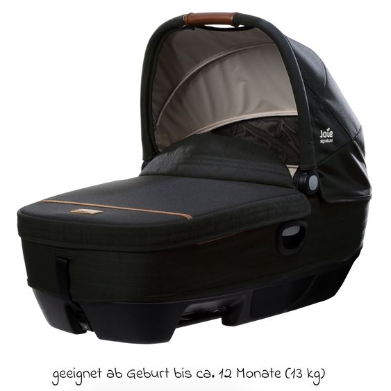 Joie Signature Auto-Babywanne Calmi R129 im Auto und auf den Kinderwagen Vinca, Aeria, Finiti verwendbar inkl. Regenschutz - Signature - Eclipse