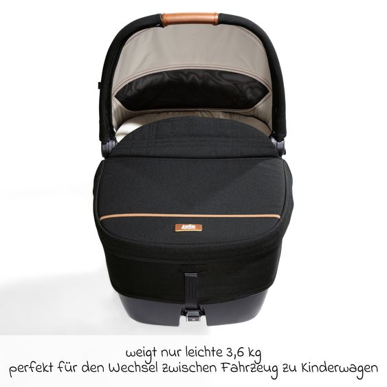 Joie Signature Auto-Babywanne Calmi R129 im Auto und auf den Kinderwagen Vinca, Aeria, Finiti verwendbar inkl. Regenschutz - Signature - Eclipse