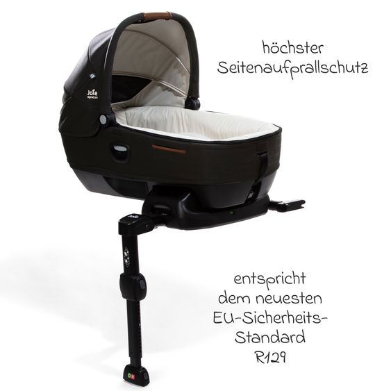 Joie Signature Auto-Babywanne Calmi R129 im Auto und auf den Kinderwagen Vinca, Aeria, Finiti verwendbar inkl. Regenschutz - Signature - Eclipse