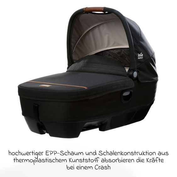 Joie Signature Auto-Babywanne Calmi R129 im Auto und auf den Kinderwagen Vinca, Aeria, Finiti verwendbar inkl. Regenschutz - Signature - Eclipse