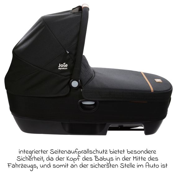 Joie Signature Auto-Babywanne Calmi R129 im Auto und auf den Kinderwagen Vinca, Aeria, Finiti verwendbar inkl. Regenschutz - Signature - Eclipse