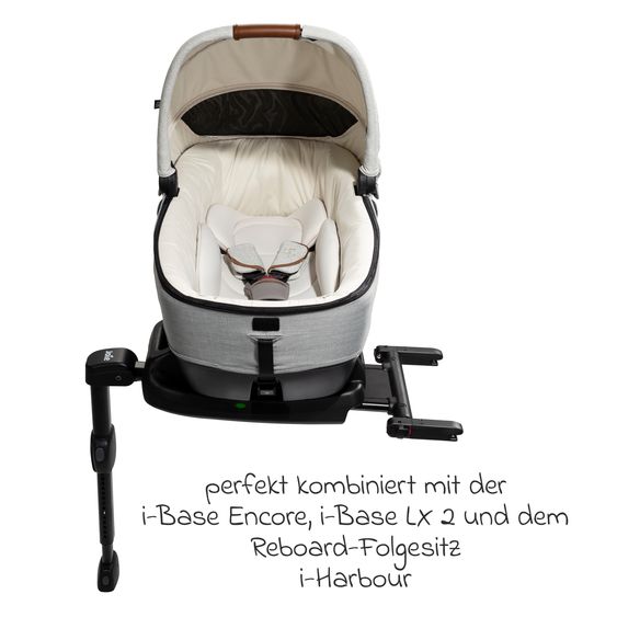 Joie Signature Auto-Babywanne Calmi R129 im Auto und auf den Kinderwagen Vinca, Aeria, Finiti verwendbar inkl. Regenschutz - Signature - Oyster